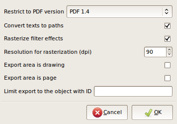Опции экспорта в PDF