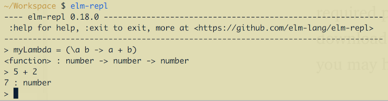 Elm REPL, getting types